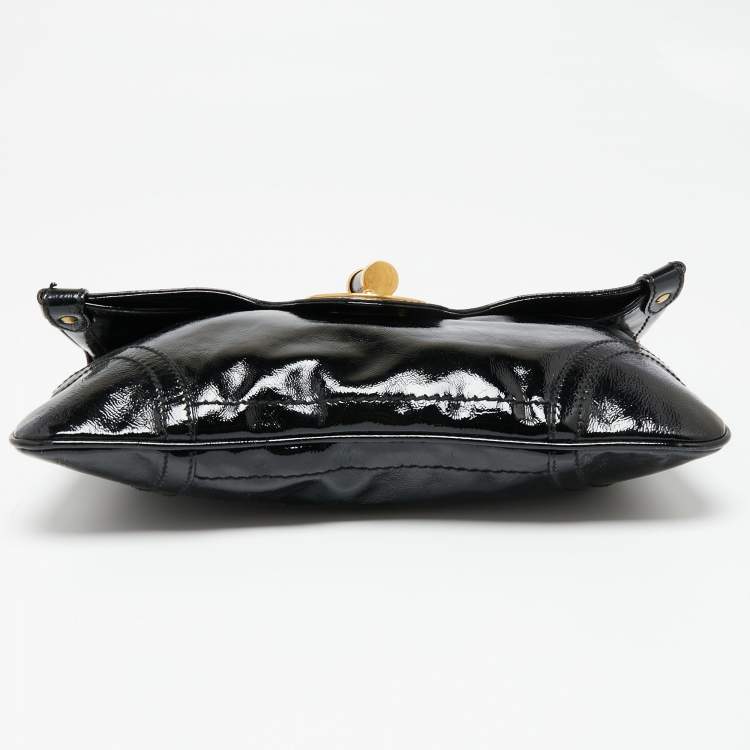 Pre Owned Alexander McQueen Black Patent Leather Flap Clutch