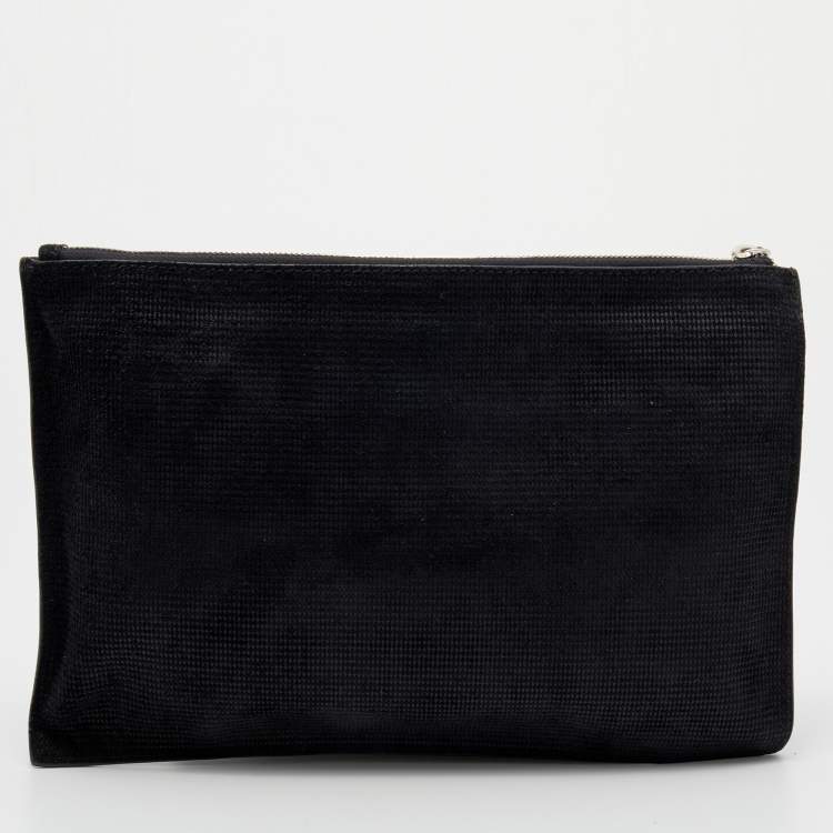 Pre Owned Alexander McQueen Black Nubuck Leather Wristlet Clutch