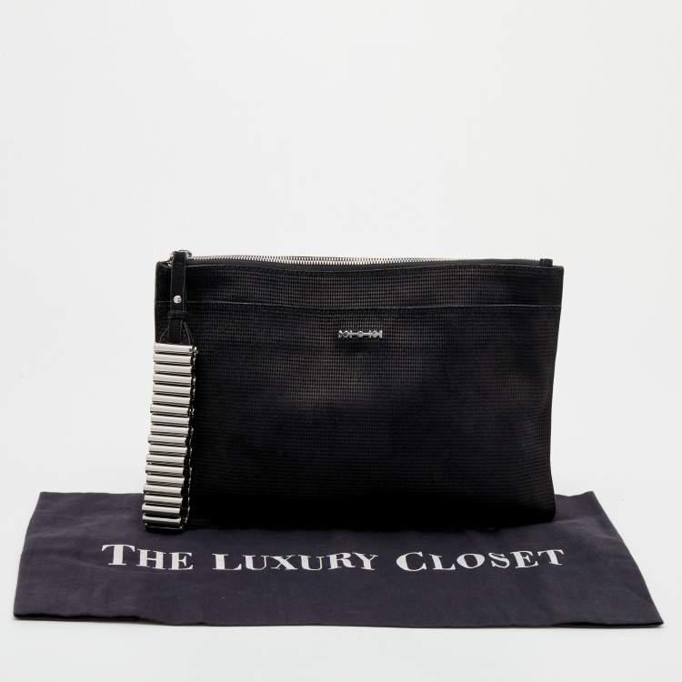 Pre Owned Alexander McQueen Black Nubuck Leather Wristlet Clutch