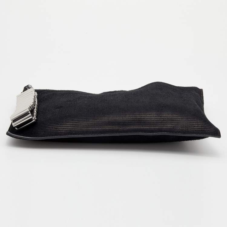 Pre Owned Alexander McQueen Black Nubuck Leather Wristlet Clutch