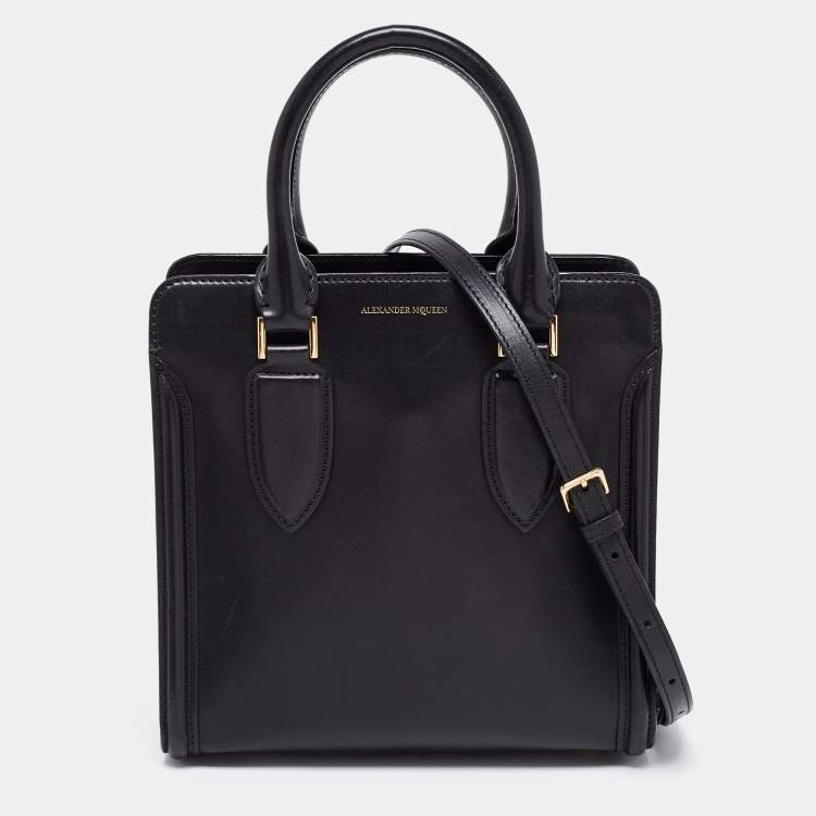 Pre Owned Alexander McQueen Black Leather Heroine Tote