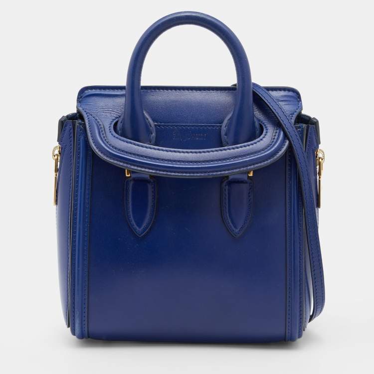Pre Owned Alexander McQueen Blue Leather Mini Heroine Bag
