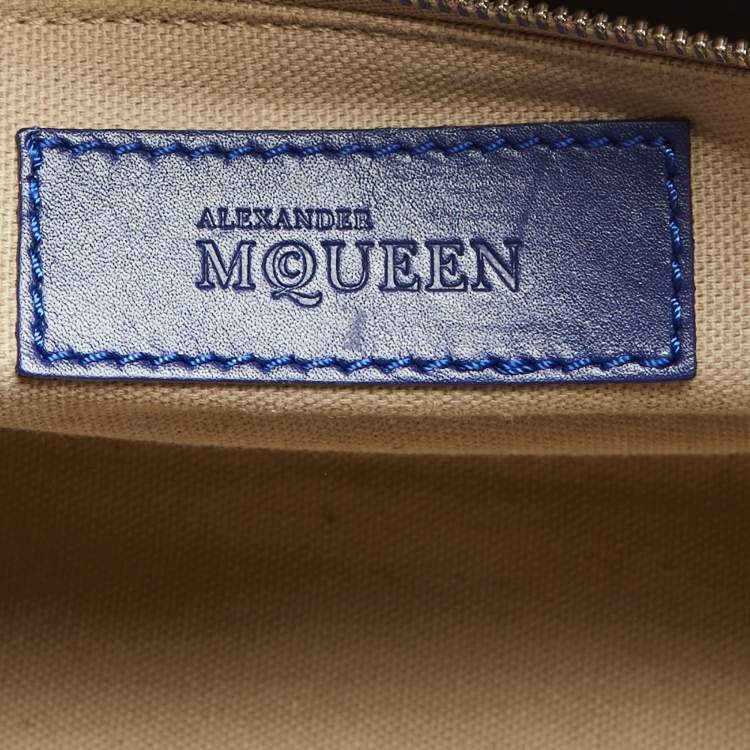 Pre Owned Alexander McQueen Blue Leather Small Legend Tote