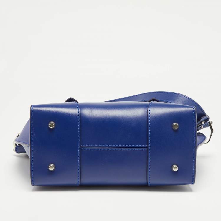 Pre Owned Alexander McQueen Blue Leather Small Legend Tote