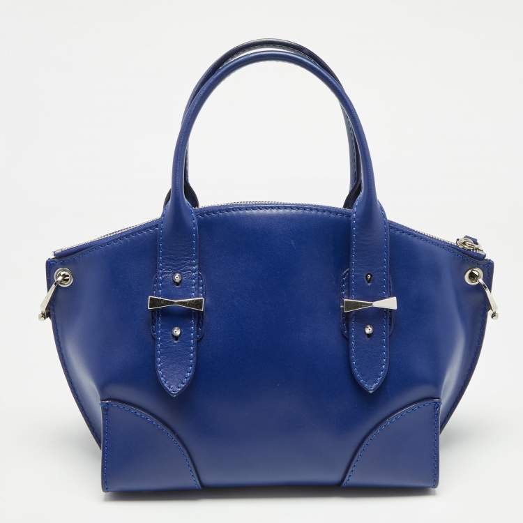 Pre Owned Alexander McQueen Blue Leather Small Legend Tote