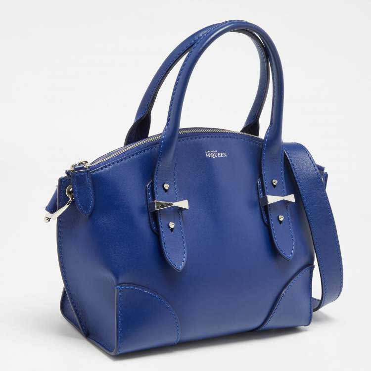 Pre Owned Alexander McQueen Blue Leather Small Legend Tote