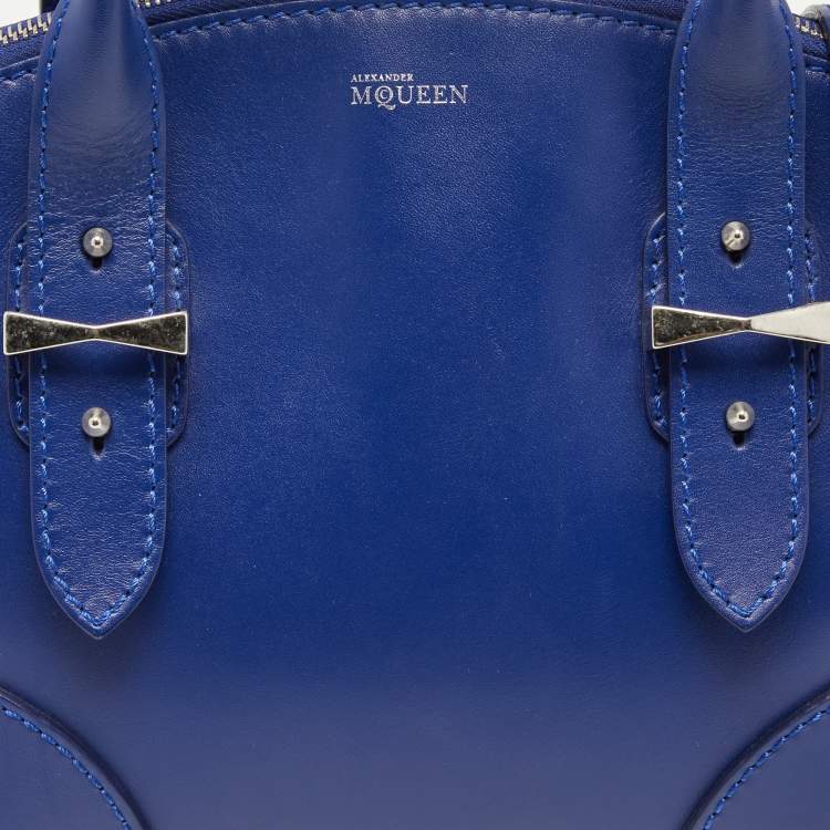 Pre Owned Alexander McQueen Blue Leather Small Legend Tote