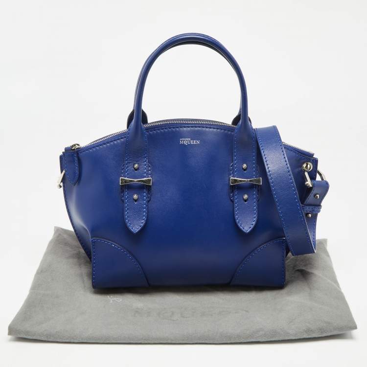 Pre Owned Alexander McQueen Blue Leather Small Legend Tote