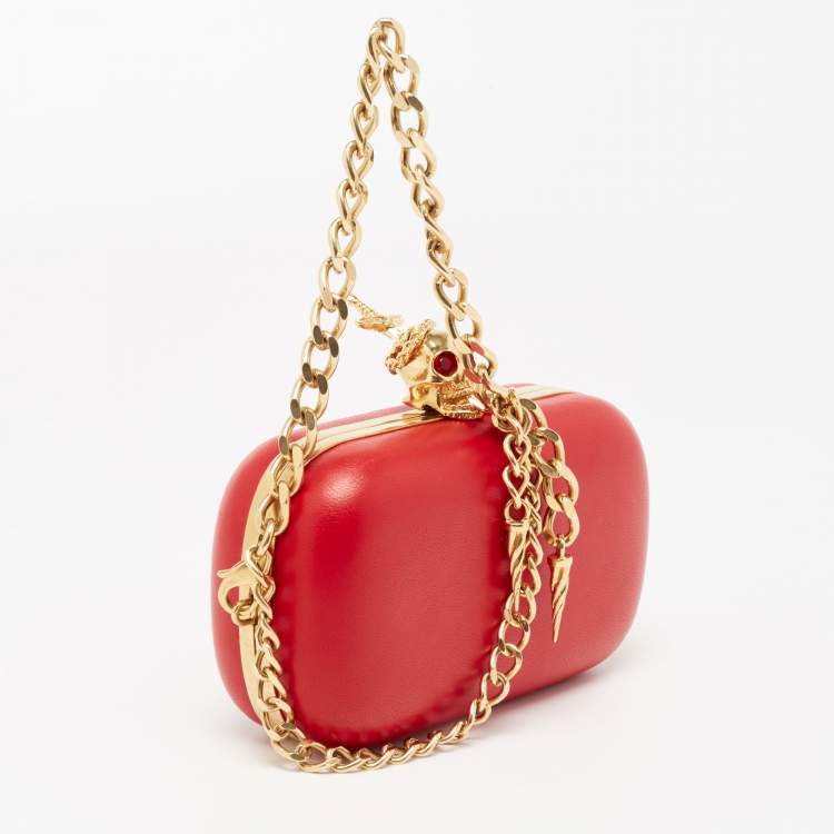مملوكة مسبقًا Alexander McQueen Red Leather Dagger Skull Box Clutch