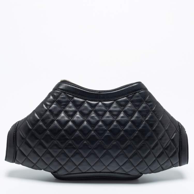 Pre Owned Alexander McQueen Black Leather Medium De Manta Clutch