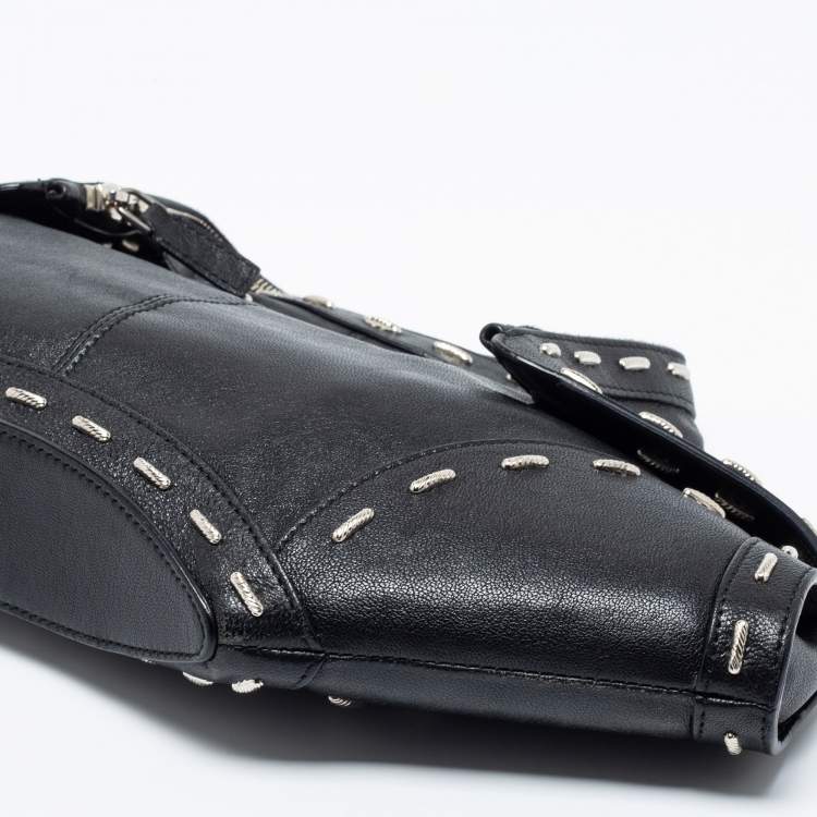 Pre Owned Alexander McQueen Black Leather Studded De Manta Clutch 
