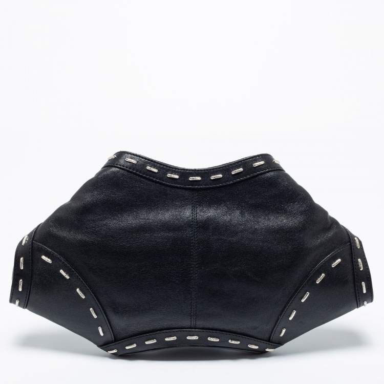 Pre Owned Alexander McQueen Black Leather Studded De Manta Clutch 