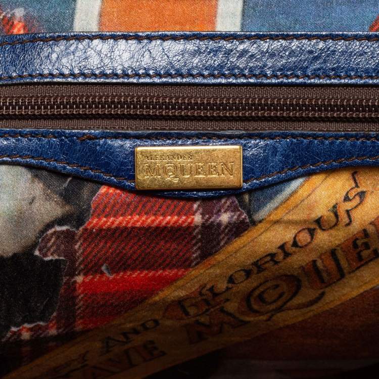 Pre Owned Alexander McQueen Blue Leather Elvie Satchel