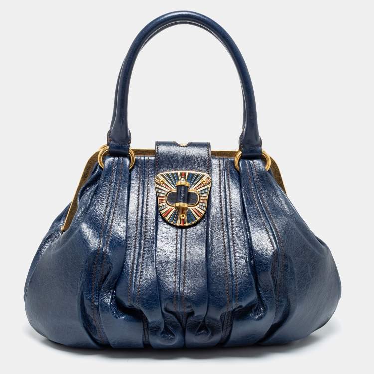 Pre Owned Alexander McQueen Blue Leather Elvie Satchel