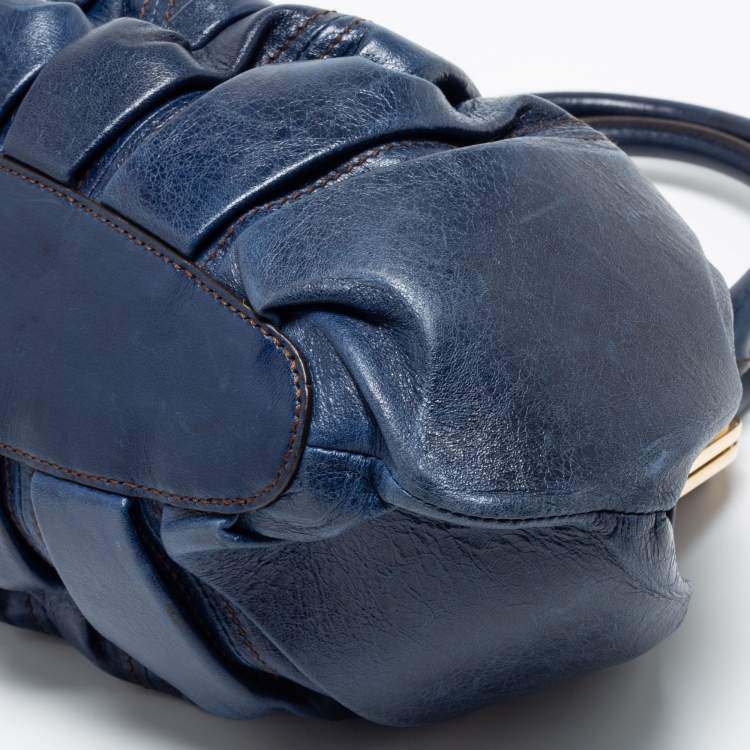 Pre Owned Alexander McQueen Blue Leather Elvie Satchel