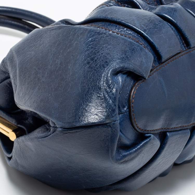 Pre Owned Alexander McQueen Blue Leather Elvie Satchel