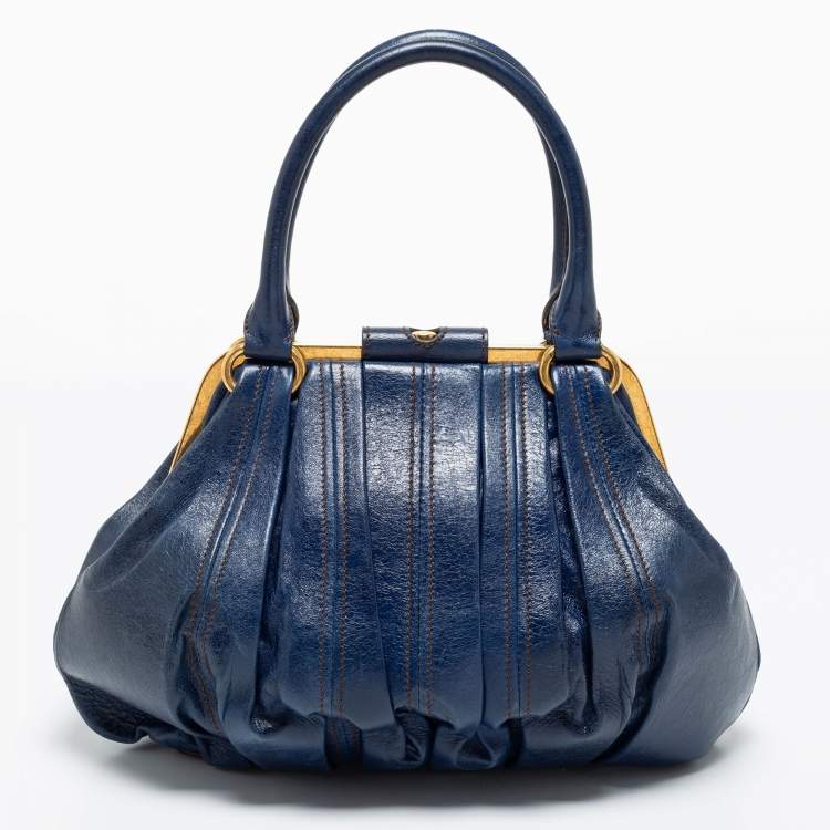Pre Owned Alexander McQueen Blue Leather Elvie Satchel