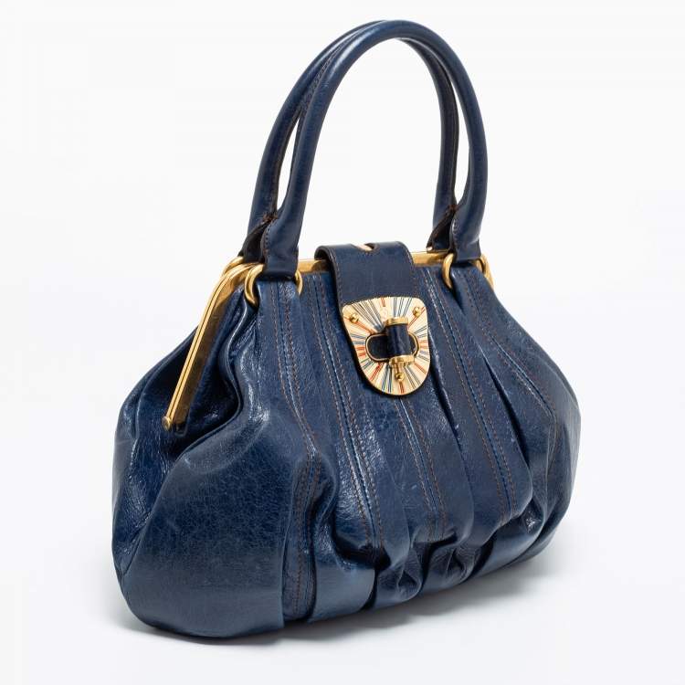 Pre Owned Alexander McQueen Blue Leather Elvie Satchel