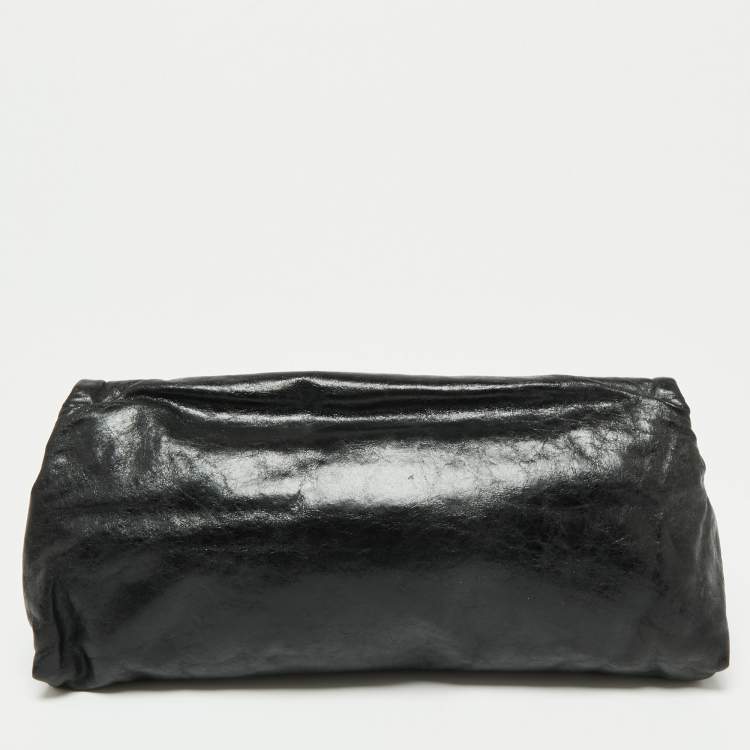 Pre Owned Alexander McQueen Black Leather Faithful Glove Clutch