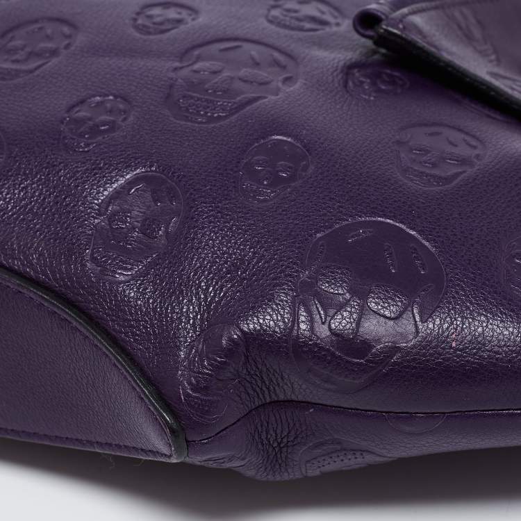 مملوكة مسبقًا Alexander McQueen Purple Leather Skull De Manta Clutch