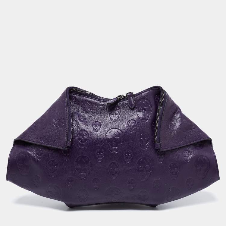 مملوكة مسبقًا Alexander McQueen Purple Leather Skull De Manta Clutch