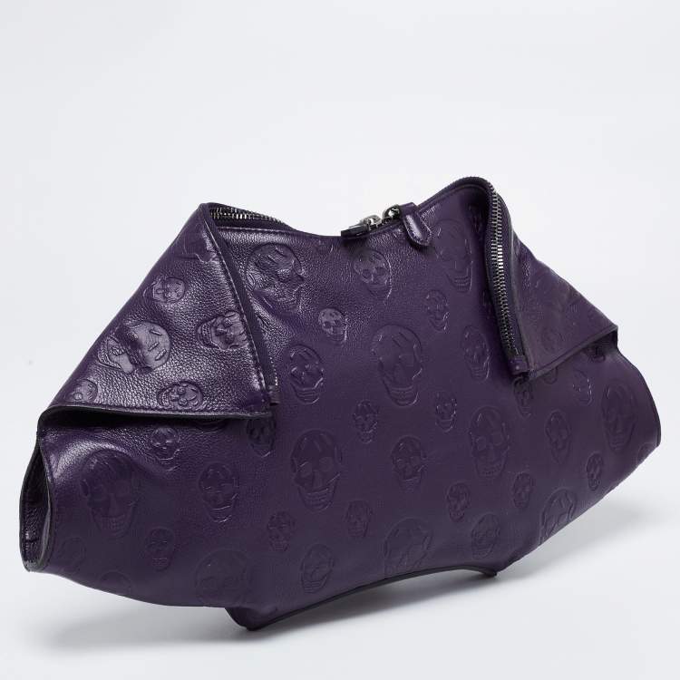 مملوكة مسبقًا Alexander McQueen Purple Leather Skull De Manta Clutch