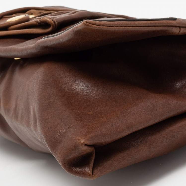 Pre Owned Alexander McQueen Brown Leather Faithful Glove Clutch