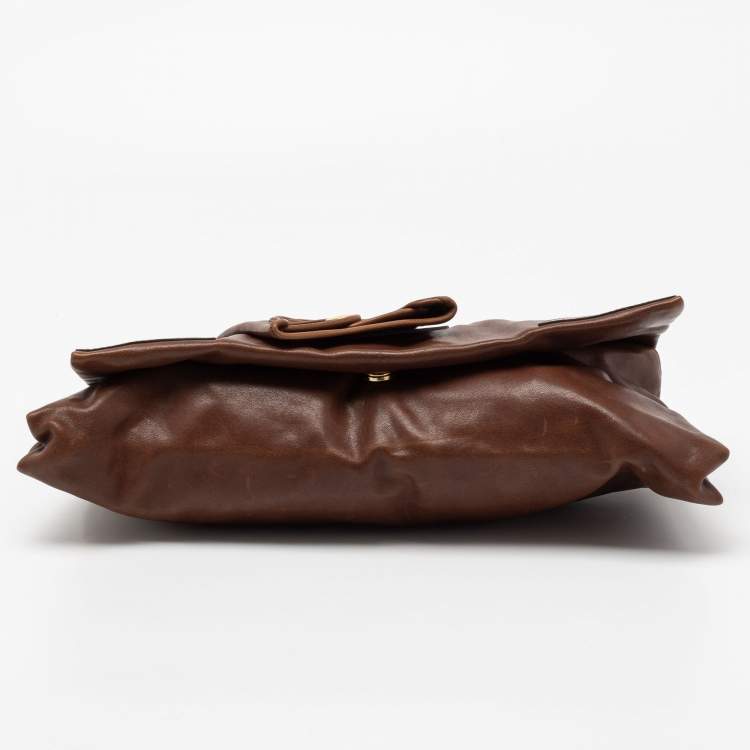 Pre Owned Alexander McQueen Brown Leather Faithful Glove Clutch