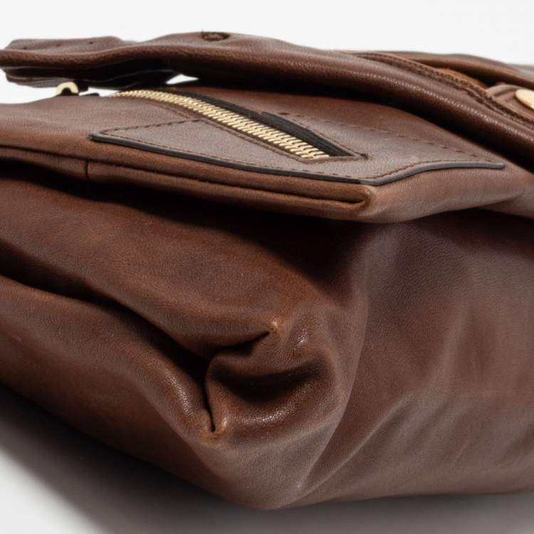 Pre Owned Alexander McQueen Brown Leather Faithful Glove Clutch