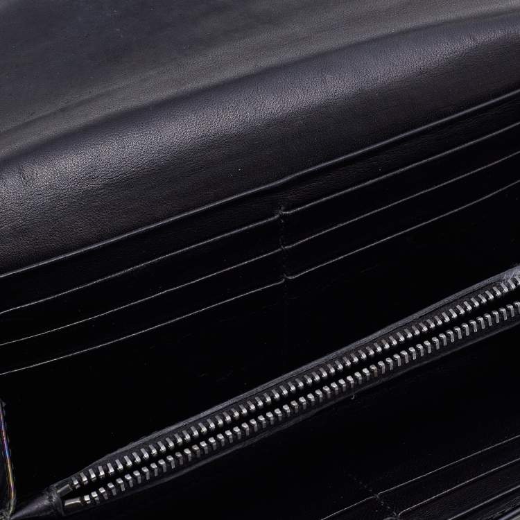 Pre Owned Alexander McQueen Multicolor Holographic Patent Leather Flap Continental Wallet