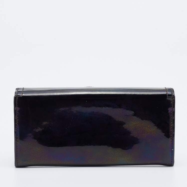 Pre Owned Alexander McQueen Multicolor Holographic Patent Leather Flap Continental Wallet