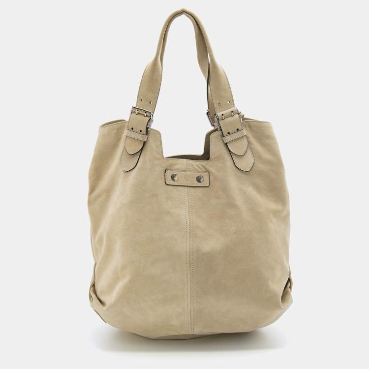 Pre Owned Alexander McQueen Cream Suede Faithful Hobo