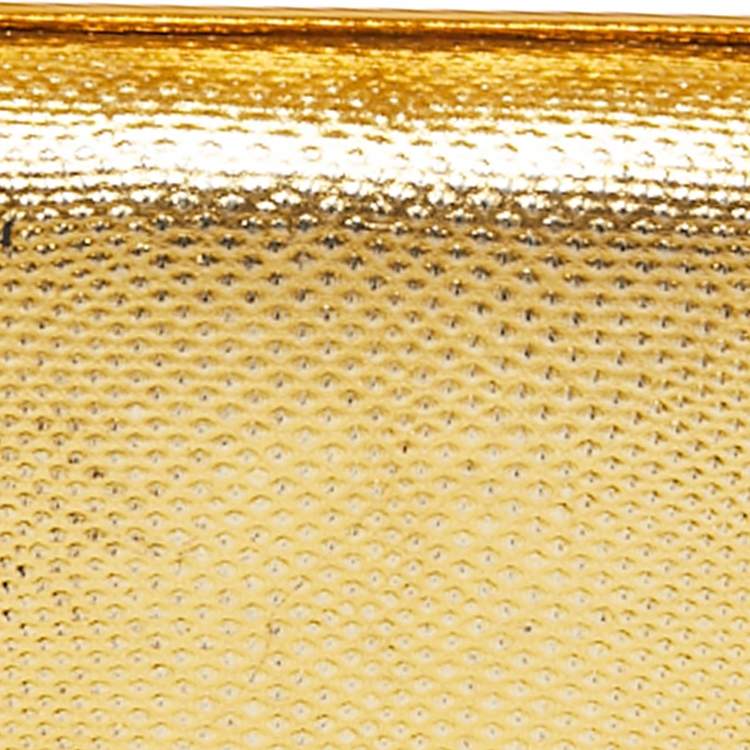 Pre Owned Alexander McQueen Gold Leather Stained Glass Knuckle Duster Clutch
