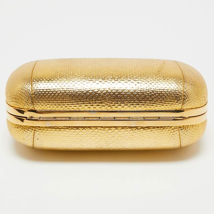 Pre Owned Alexander McQueen Gold Leather Stained Glass Knuckle Duster Clutch