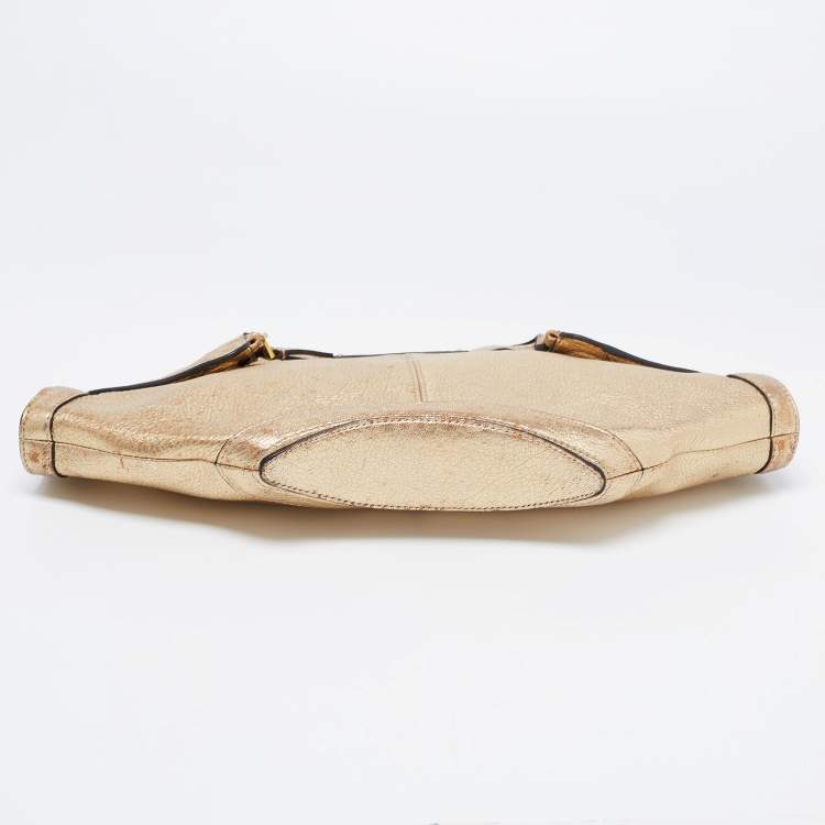 Pre Owned Alexander McQueen Gold Leather De Manta Clutch