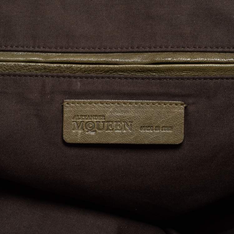 Pre Owned Alexander McQueen Green Leather Large De Manta Tote