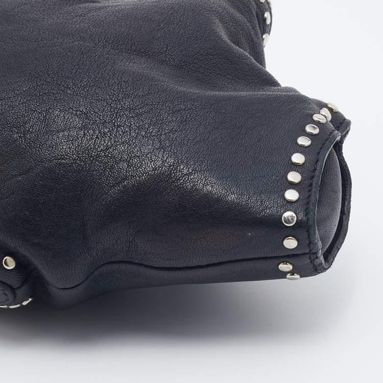 Pre Owned Alexander McQueen Black Leather Studded De Manta Clutch 