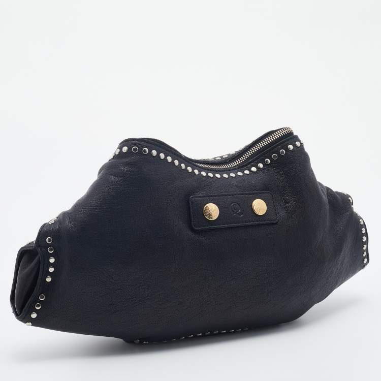 Pre Owned Alexander McQueen Black Leather Studded De Manta Clutch 
