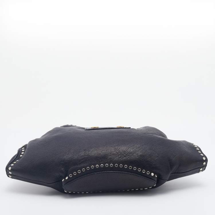 Pre Owned Alexander McQueen Black Leather Studded De Manta Clutch 