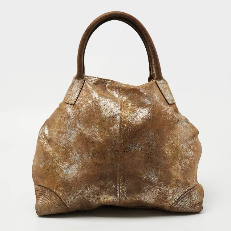 Pre Owned Alexander McQueen Brown/Multicolor Metallic Suede De Manta Tote
