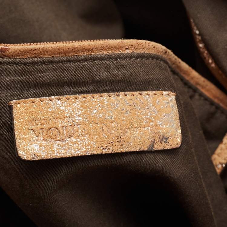 Pre Owned Alexander McQueen Brown/Multicolor Metallic Suede De Manta Tote