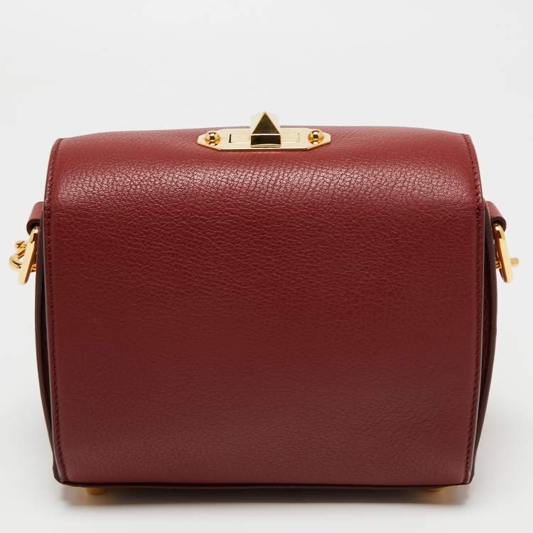 Pre Owned Alexander McQueen Burgundy Leather Box 16 Crossbody Bag