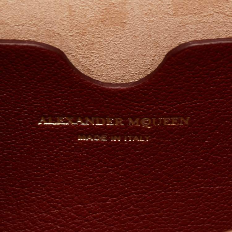 Pre Owned Alexander McQueen Burgundy Leather Box 16 Crossbody Bag