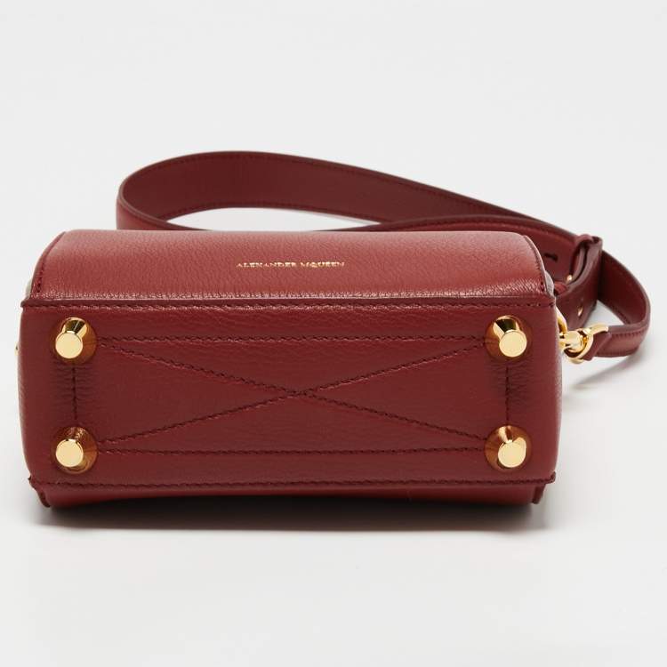 Pre Owned Alexander McQueen Burgundy Leather Box 16 Crossbody Bag