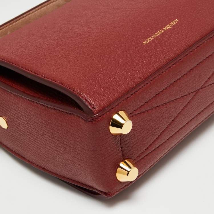 Pre Owned Alexander McQueen Burgundy Leather Box 16 Crossbody Bag