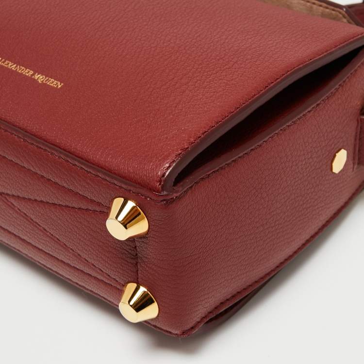 Pre Owned Alexander McQueen Burgundy Leather Box 16 Crossbody Bag