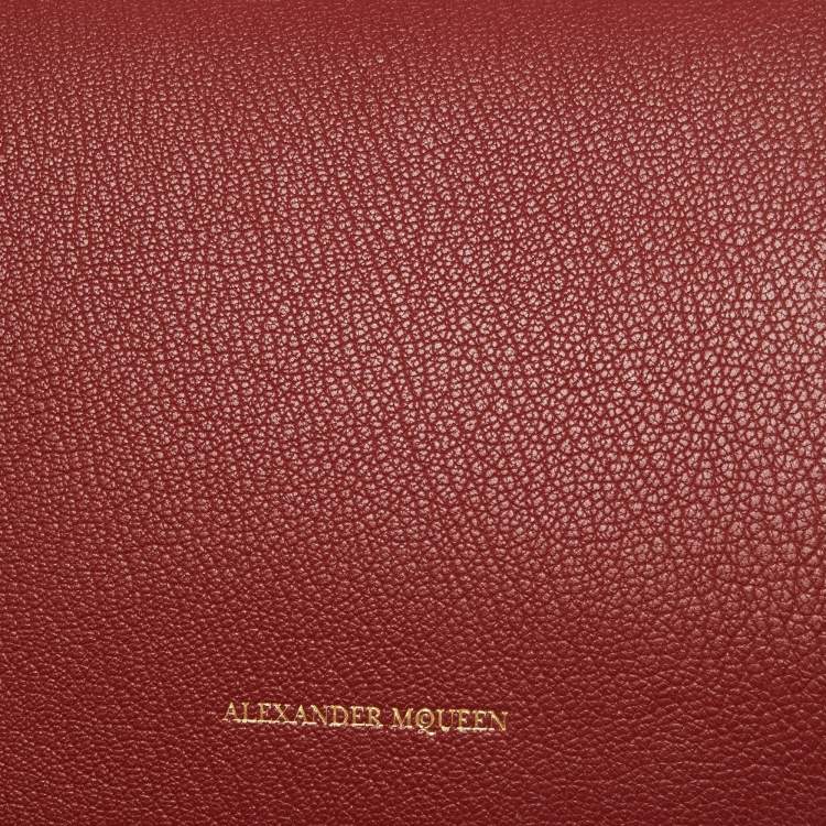 Pre Owned Alexander McQueen Burgundy Leather Box 16 Crossbody Bag