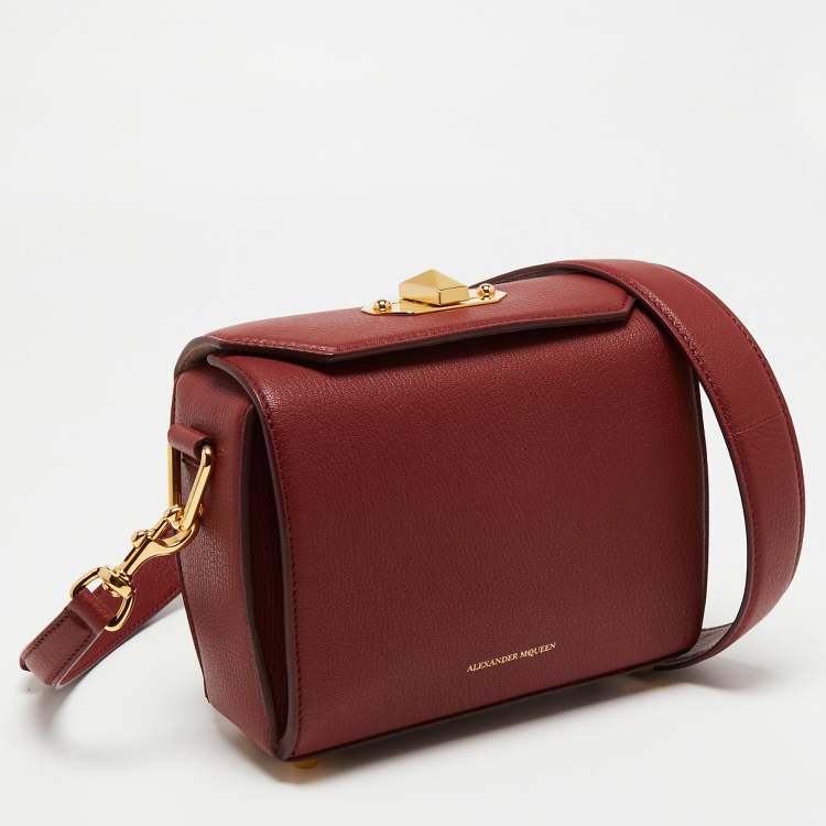 Pre Owned Alexander McQueen Burgundy Leather Box 16 Crossbody Bag