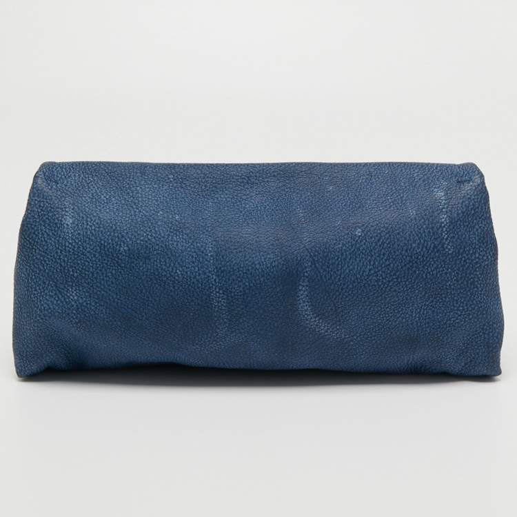 Pre Owned Alexander McQueen Blue Leather Faithful Glove Clutch