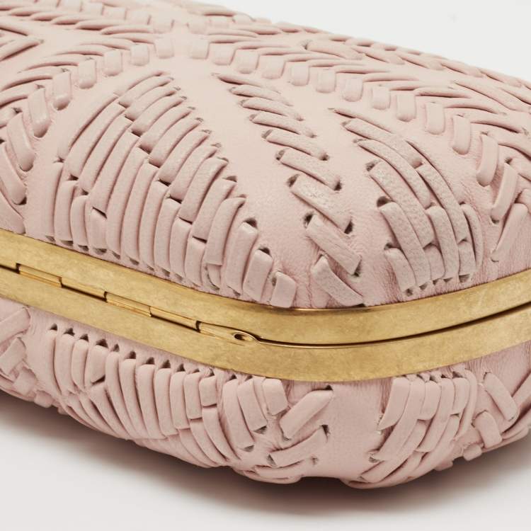Pre Owned Alexander McQueen Pink Leather Skull Box Clutch
